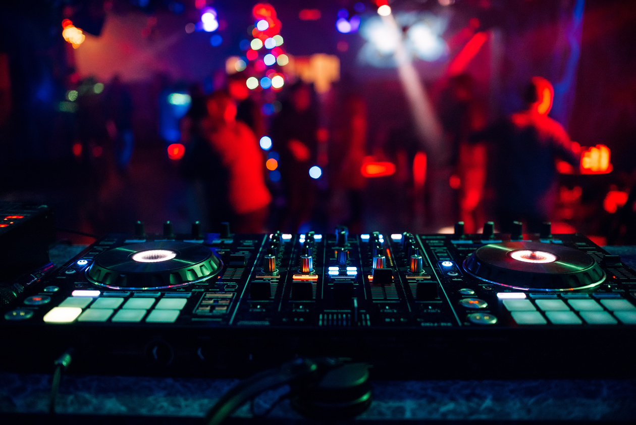 DJ Mixer Controller Board for Mixing Music in a Nightclub